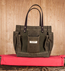 Moss Green Waxed Tote Bag